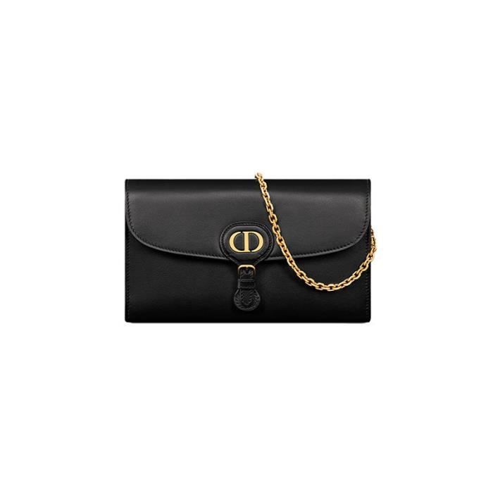Dior Dior 23 Nouvelle pochette a chaine a rabat en cuir de veau lisse noir pour femme S5703UBPZ 21.5 12 4 Cdiscount Chaussures