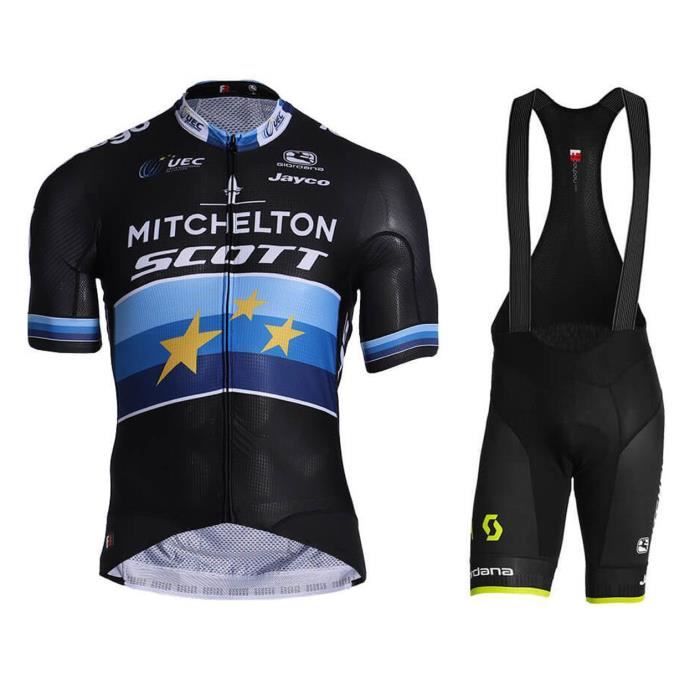 Scott Maillot De Cyclisme Manches Courtes Homme Cuissard A Bretelle Velo Gel Combinaison Vtt Ensemble De Vetement Equipe Pro Prix Pas Cher Cdiscount