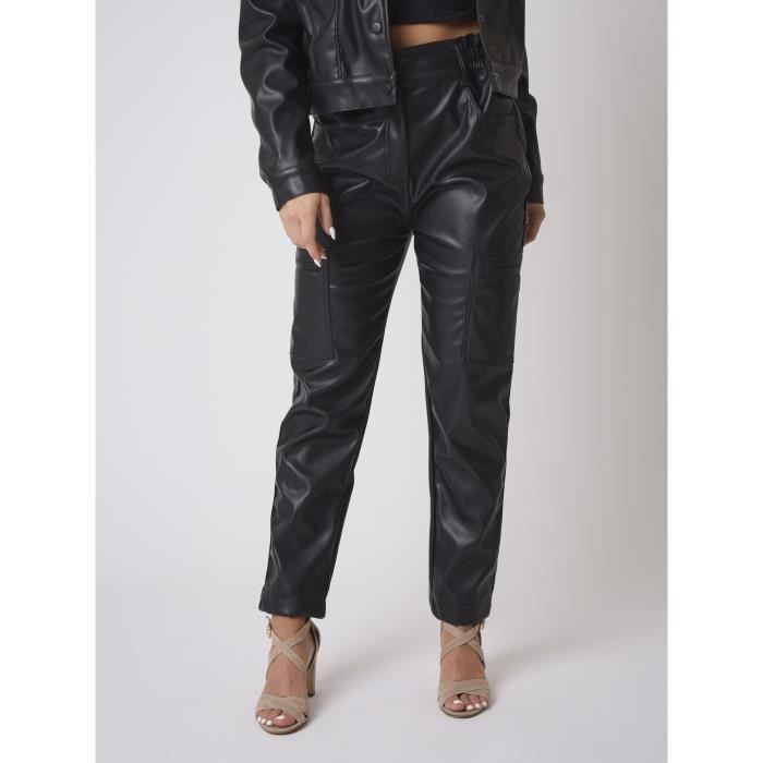 Pantalon en simili cuir avec fermeture éclair sur le devant 2025