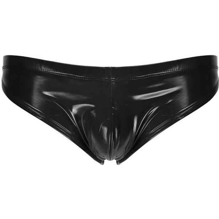 YIZYIF Slip Homme Cuir Verni Sexy Jockstrap Gay Lingerie Erotique