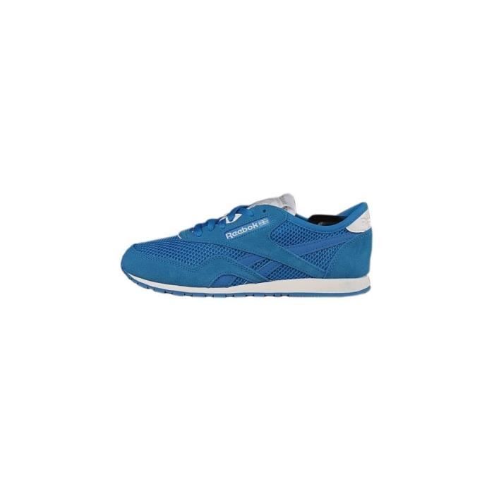 Reebok Baskets Femme REEBOK CL Nylon Slim Pigment Bleu-Blanc - Canvas - Lacets - Plat