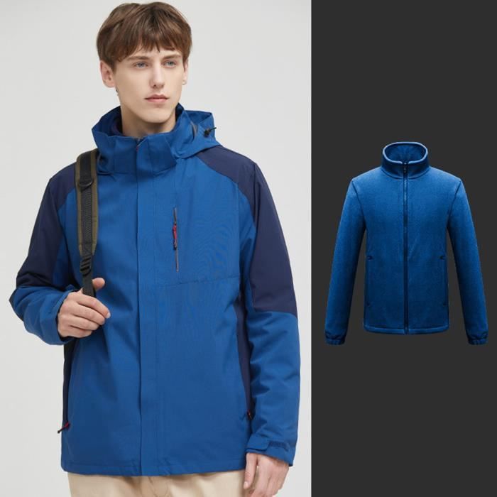 Blouson de ski Homme 2 pièces Amovible 3 en 1 A Capuche Imperméable