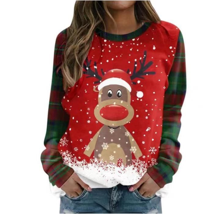 Pull Noel Femme Pull Noel Rigolo Pull de Noel Christmas Jumper de Noel Col Rond Moches Pullover Moche Sweat 14 black Cdiscount Pret a Porter