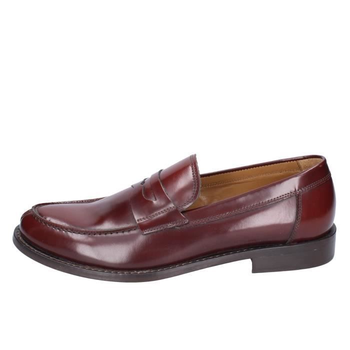 Mocassins Homme Velours Bordeaux - Brodés Couronne Royale - Taille 40