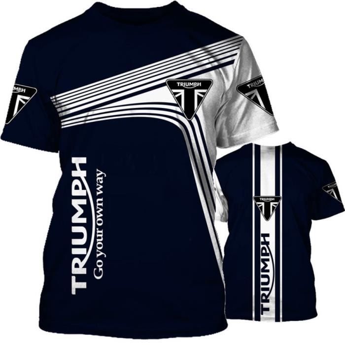 T shirt Moto Racing Grand Triumph Moto Homme Manches Courtes Bleu A Cdiscount Sport