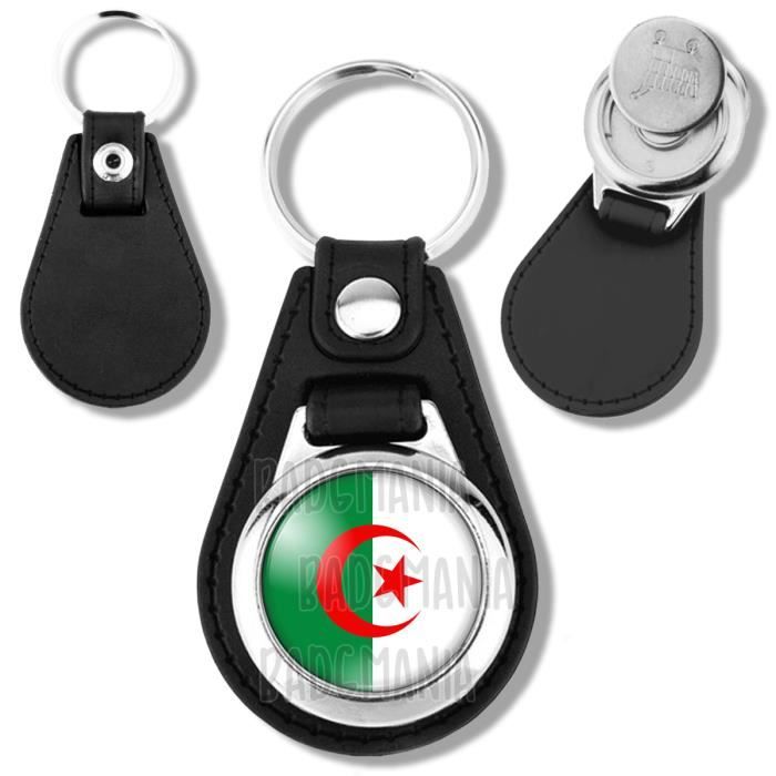 Porte Cles Cuir Jeton Caddie Drapeau Algerie Algerien Croissant