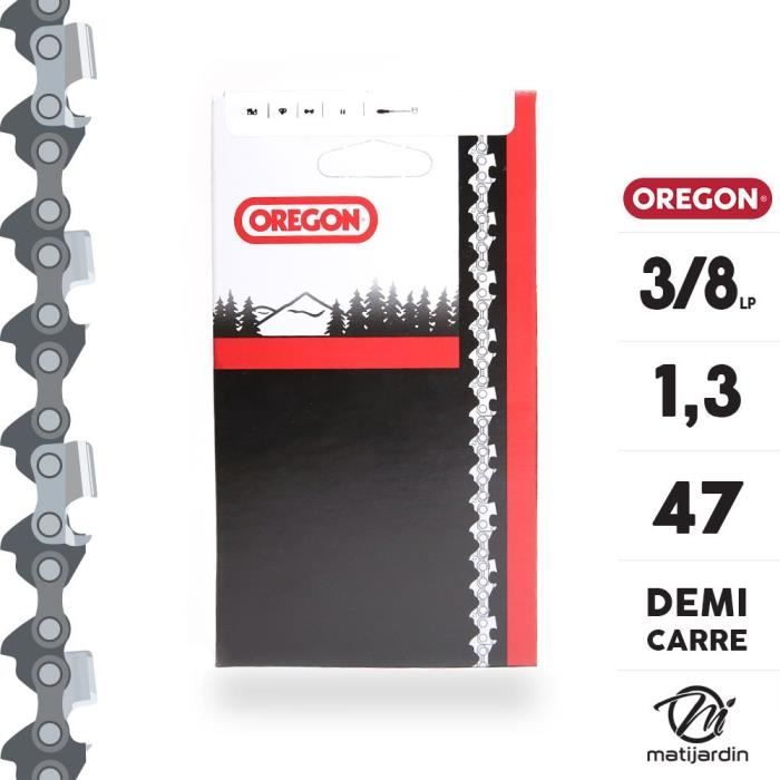 Chaîne Oregon pour tronçonneuse 3/8 LP 1,3 mm - 47 maillons - Gouge profil  demi carré - Cdiscount Jardin
