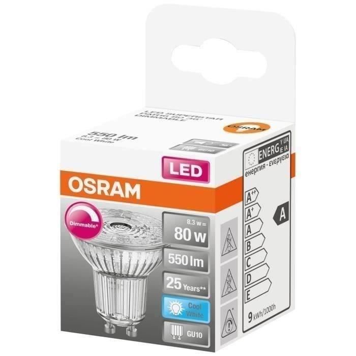 osram spot par16 led 36 verre variable 8,3w gu10 550lm - blanc froid