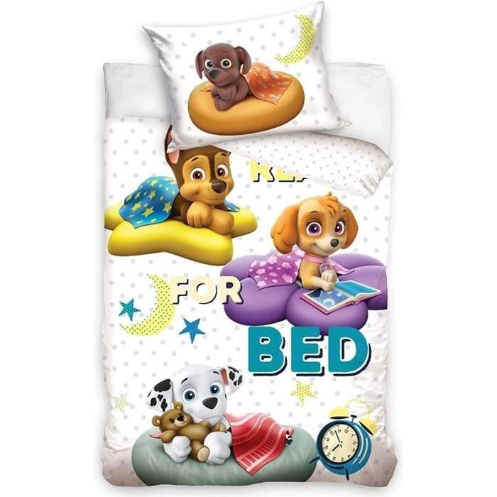 Paw Patrol Parure De Lit Housse De Couette 100x135 Taie 40x60 Parure 100 Coton Pour Lit A Barreau Ou Lit Bebe Junior Evolutif Cdiscount Maison