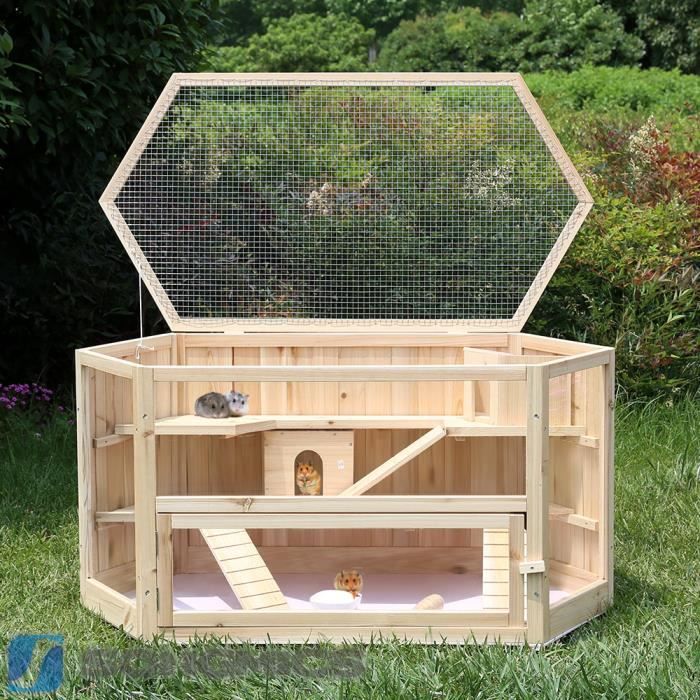 Songmics® Grande Cage en bois pour cochon d'inde/ /Hamsters, 3 étages