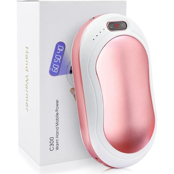 Chauffe-mains Powerbank 6000 mAh avec éclairage LED, chauffe-mains  rechargeable, chauffe-mains USB réutilisable, portable double49