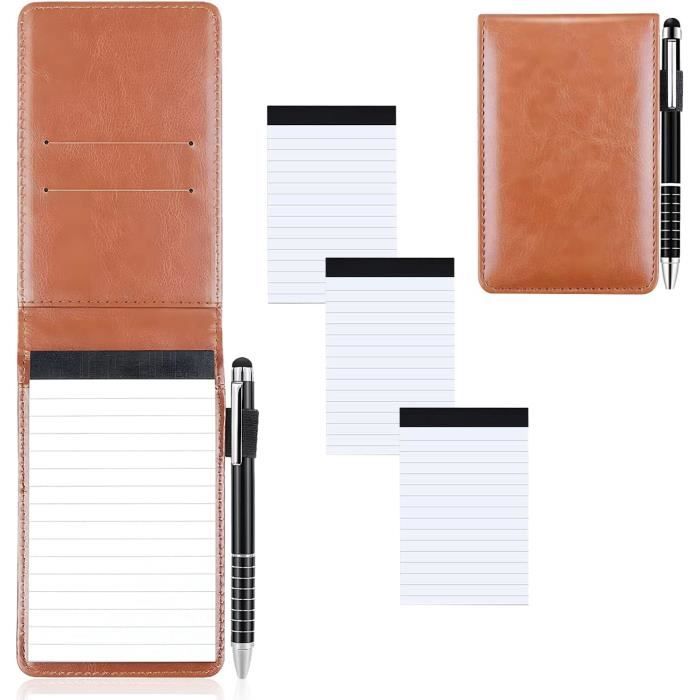 WACH AUF Mini Porte-Bloc-Notes De Poche, Mini Porte-Bloc-Notes En Cuir Avec 50 Papiers Lignés