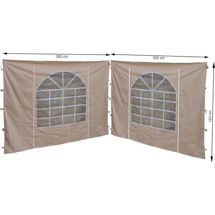 Panneaux Latéraux Quick Star Pour Tonnelle 3x4m - 2 Parois PE Avec Fenêtre 300x195cm Ou 400x195cm - Anthracite, Fermeture Velcro/zip
