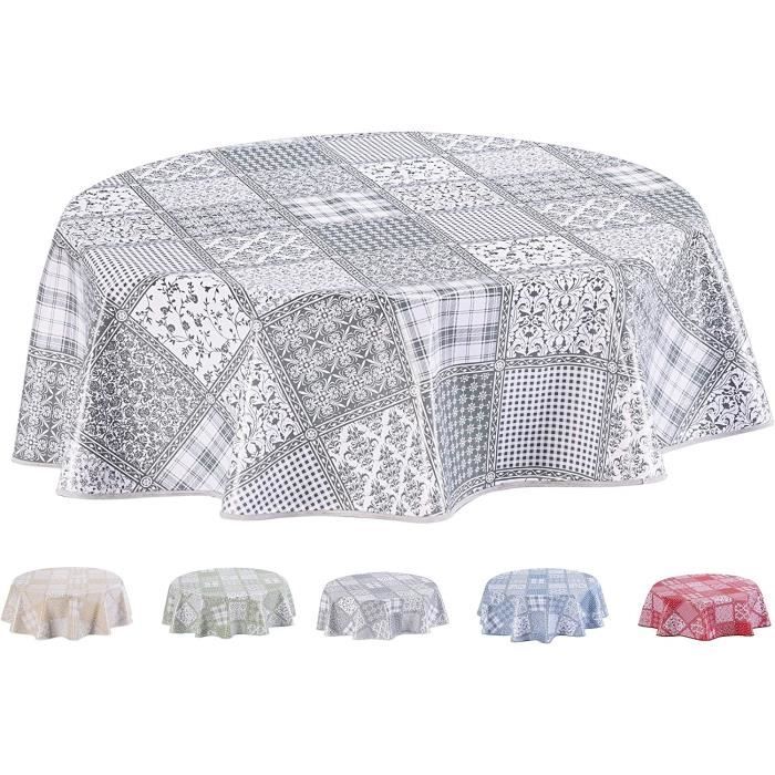 Home Direct Nappe Toile Cirée PVC Ronde 160 Cm Gris Clair17