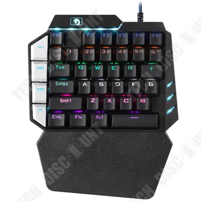 TD® Clavier 1 main mécanique pour Gaming effet lumineux rétro éclairage USB filaire esthétique contrôle pratique efficace