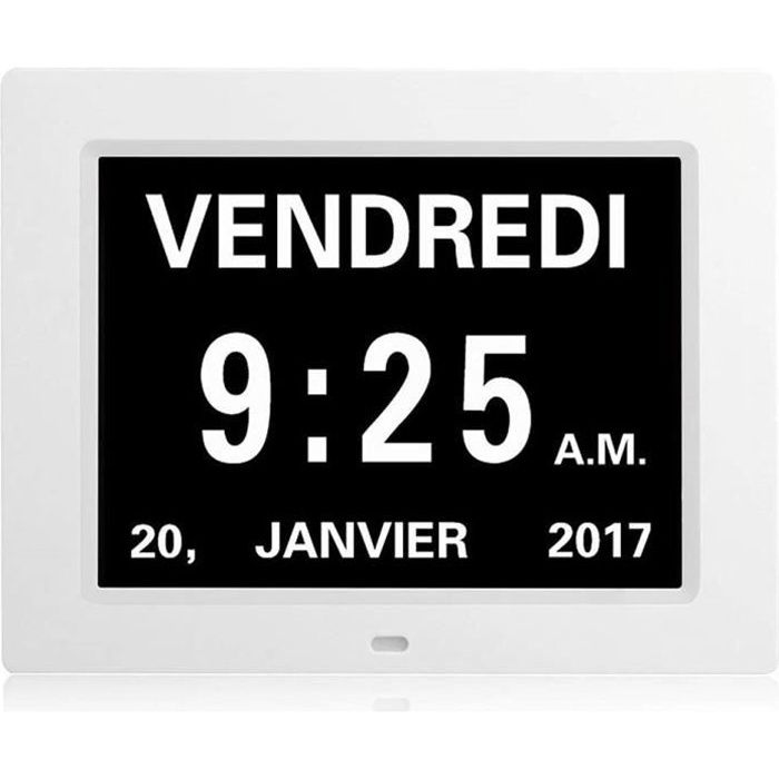 Sinoviwe 8 IPS LCD Horloge Numérique Calendrier Avec Date, Jour Et