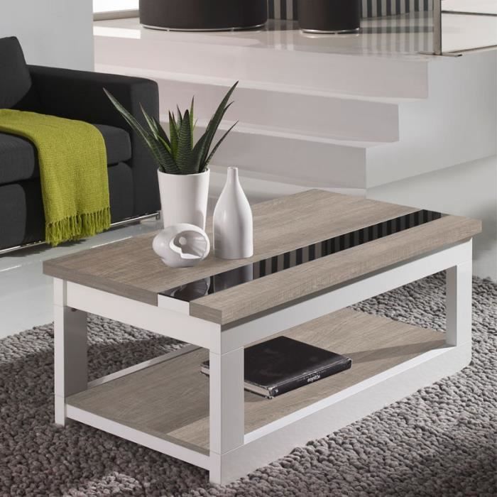 Table Basse Relevable Chene Clair Blanc Upti L 110 X L 60 X H