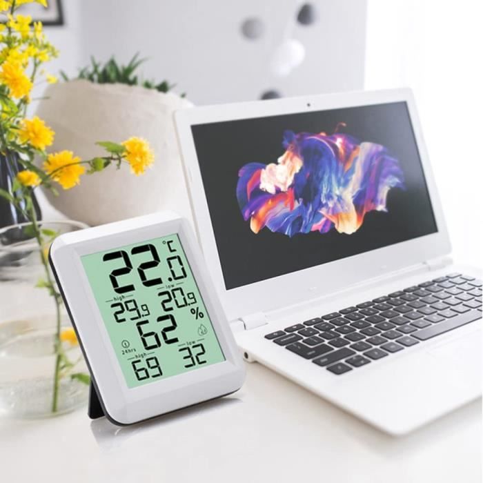 Thermomètre-Hygromètre Digital Solaire Intérieur - Sans Pile, Écran LCD Large, Précision ±1°C/±5%