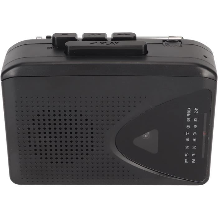 Lecteur Cassette Portable & Convertisseur USB – Walkman Stéréo FM/AM, Convertit Cassettes En MP3, Haut-Parleur Intégré, Jack 3.5mm, Design Rétro Noir