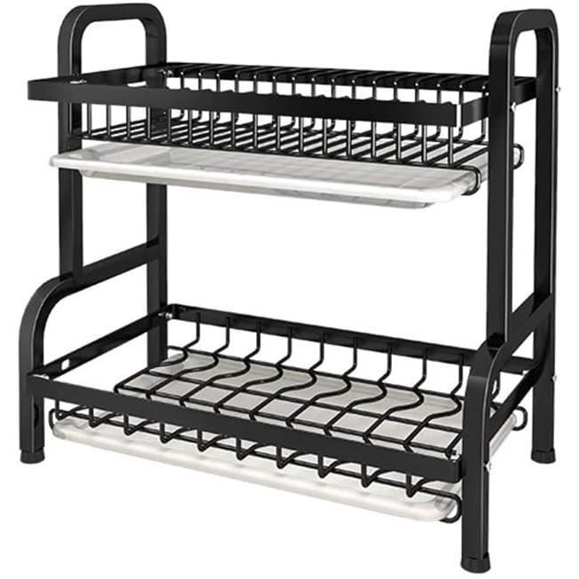 Égouttoir à Vaisselle Inox 2 Ou 3 Niveaux - Avec Bac Récupérateur D'eau - Rangement Couverts Et Planche - Pour Cuisine