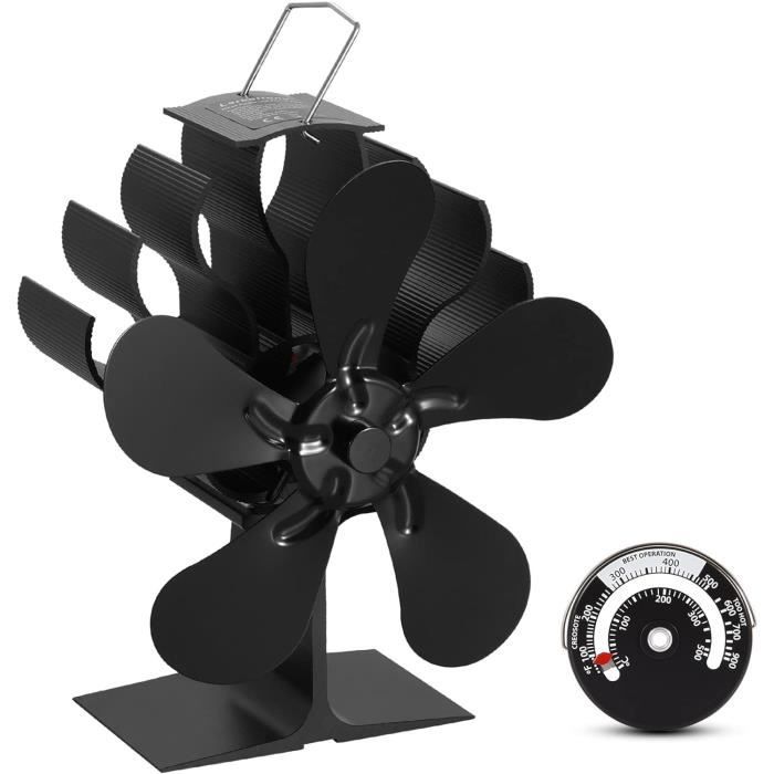 Ventilateur 5 Pales Universel Pour Cheminée - Alliage Aluminium - Alimenté SG