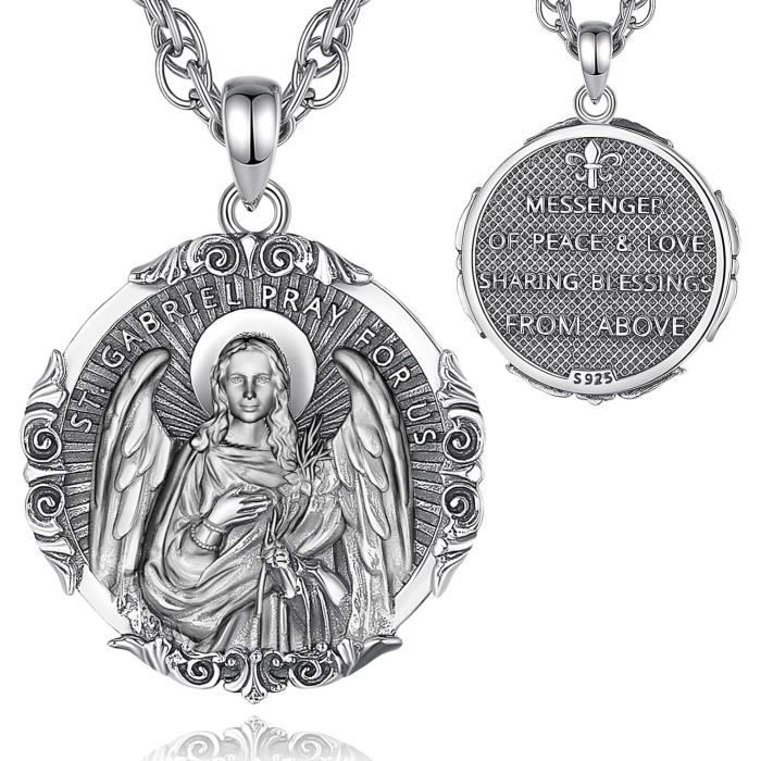 Médaille Religieuse Ancienne - Archange Gabriel, Ange, Saint Michel & Dragon