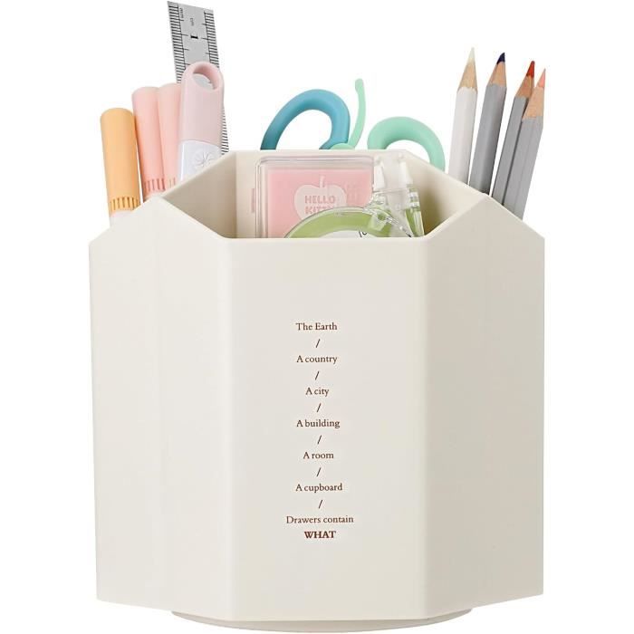 Organisateur De Bureau Rotatif à 360°, Pot A Crayon Avec 2 Tiroirs, Rangement Maquillage Rotatif, Rangement Bureau Multifonction, Avec 6 Compartiments | Leroy Merlin