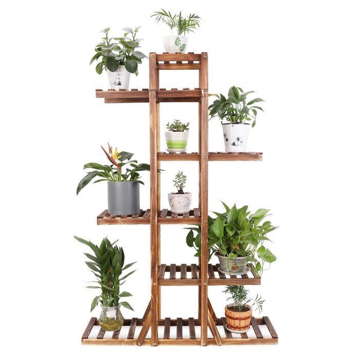 Unho Porte Plantes Intérieure Bois: Grande Étagère Plante Scandinave Support Pot De Fleur Avec 2