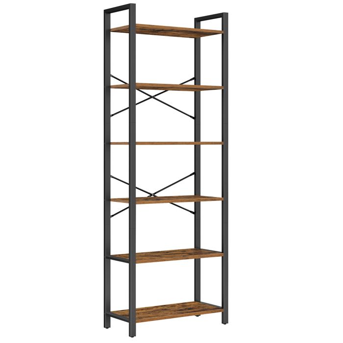 Bibliothèque LED 6 Niveaux VASAGLE – Étagère Lumière Réglable, Acier, 178,6 Cm, Capacité 231 Kg