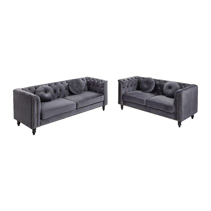 Canapés 3 places et 2 places en velours TURNER - Anthracite