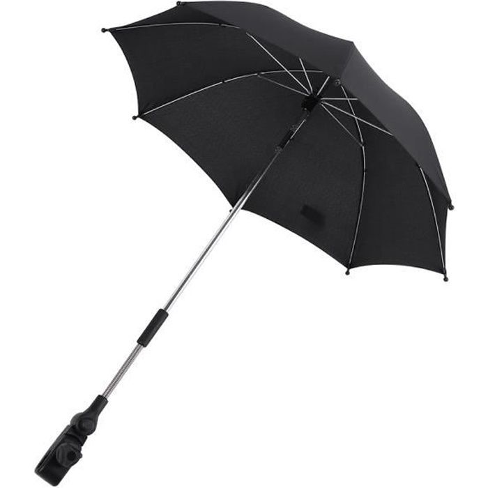 Ombrelle Poussette Universelle, Parapluie Poussette Mains Libres Anti UV, Coupe-vent, Imperméable, Pare Soleil Poussette Accessoires