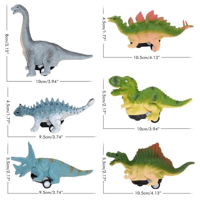 Lot de 6 voitures de collection - VINGVO - Dinosaures - Jouets à rétrofriction - Pour enfants