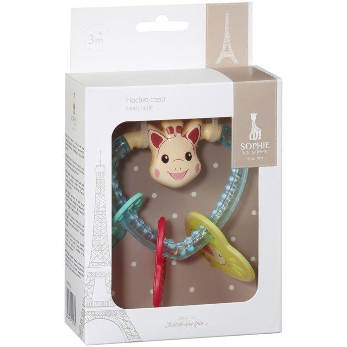 Vulli Hochet Cœur - SOPHIE LA GIRAFE - Billes colorées - Médaillons sonores Bleu - vue 2