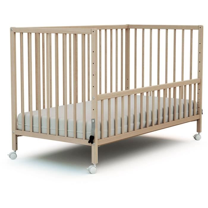 Lit bébé cododo - 60 x 120 cm - WEBABY - LIO - Hêtre brut