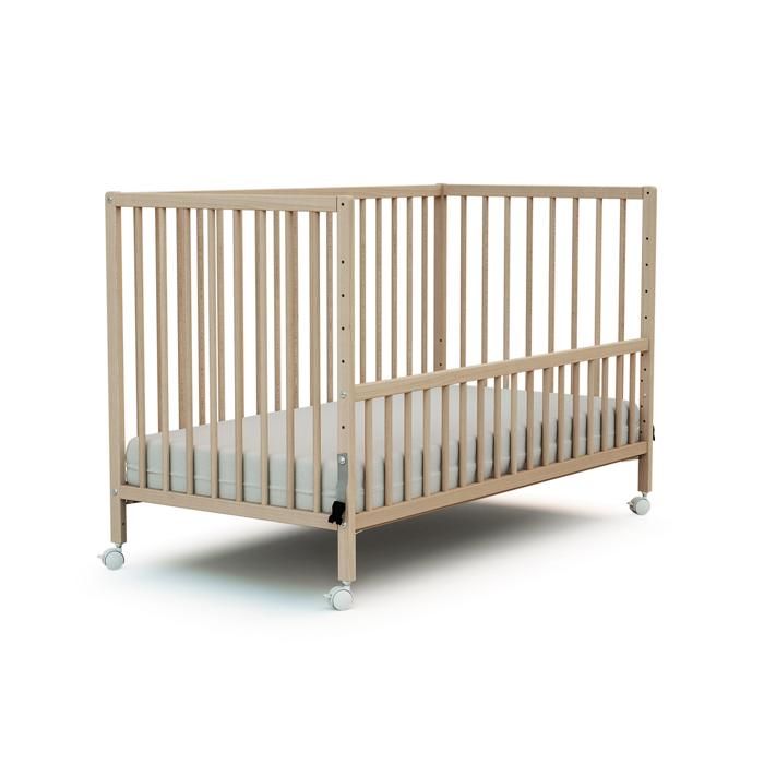 WEBABY - Lit bébé cododo en bois avec roulettes 60 x 120 LIO Hêtre Brut -
