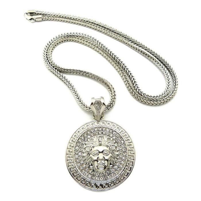 Véritable 925 Argent Sterling Collier Pendentif Têtes de cheval Micro-Inlay Zircon Mariage