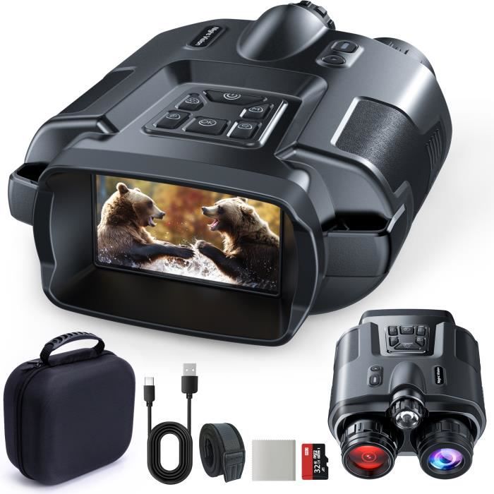 Jumelles De Vision Nocturne 4K Pour Adultes - Zoom 10x, Portée 800m, Écran 4", Batterie 5000mAh, Infrarouge 7 Niveaux