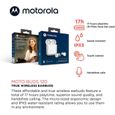 Motorola Sound Moto Buds 120 - Ecouteurs sans fil - Bluetooth - Resistant a l'eau et a la sueur - Commande tactile et vocale - B-1