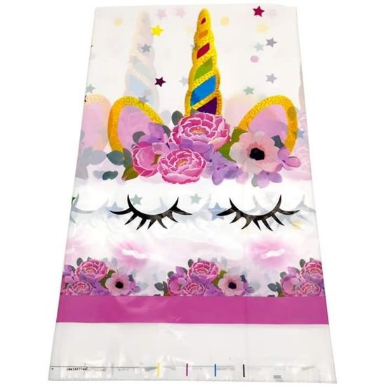 Nappe Licorne Anniversaire Heboland 2 Pièces 137x274cm | Nappe Jetable Déco Fête Fille | Pour 16-20 Personnes