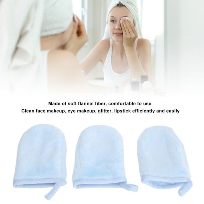 Blanc-Gant démaquillant réutilisable en microfibre, nettoyant doux pour le  visage, tampons de serviette, outi - Cdiscount Au quotidien