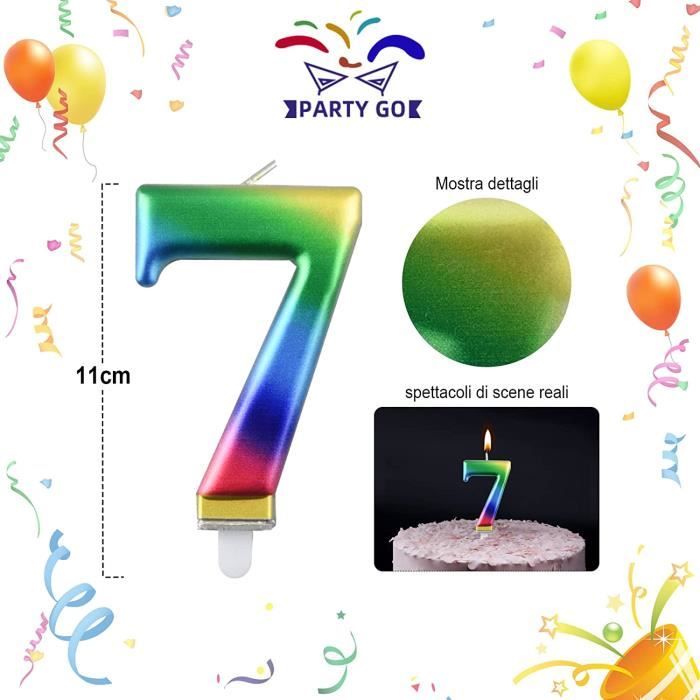Bougies d'anniversaire de 7 ans numéro 7, bougies d'anniversaire couleurs  arc-en-ciel, adaptées aux fêtes d'anniversaire[132] - Cdiscount Maison