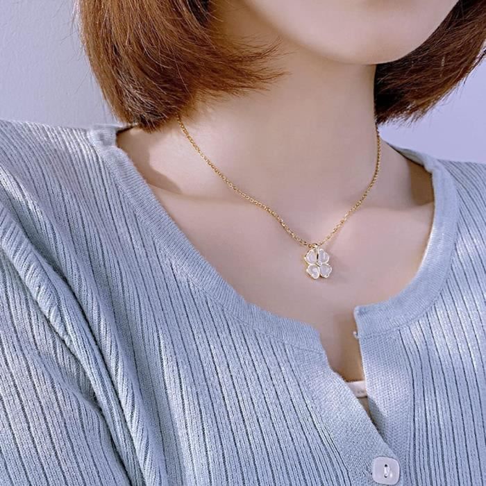 Designer Collier Pendentif Trèfle À Quatre Feuilles Classique Acier Inoxydable Plaqué Or Rose 18K Femme Fille Saint Valentin Fête Des Mères Fiançailles Bijoux Du 6,44 € | DHgate