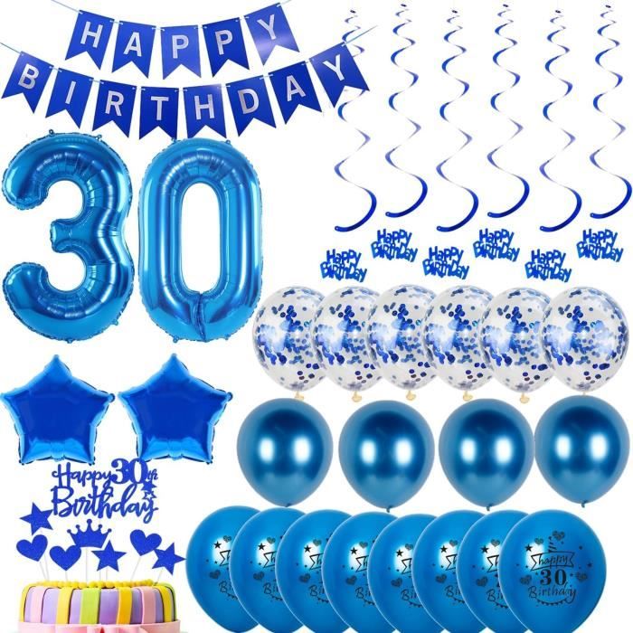 Decoration Anniversaire 30 Ans Homme, 30 Ans Décorations Gâteau 30 Ans Anniversaire Homme Bleu