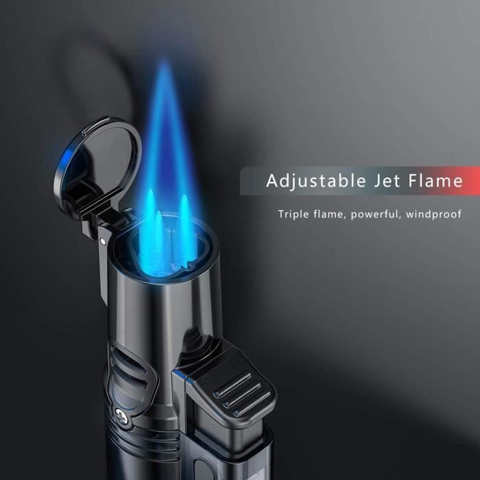 3 Jet Flamme Briquet Tempete Gaz Rechargeable, Coupe-Vent (Non Gaz  Inclus)[279] - Cdiscount Au quotidien