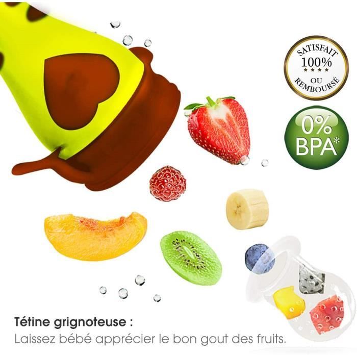 Faburo 2PCS Tétine D'Alimentation Avec 7 Sacs Silicone - Grignoteuse Bébé 3 Tailles