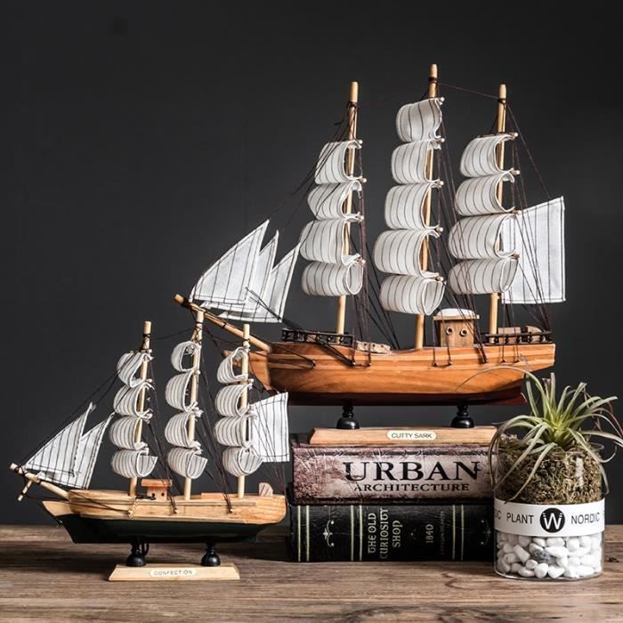 Décoration de la maison en bois, modèle de bateau à voile, artisanat de petit modèle, bateau de pêche, décoration de bateau 1 pièce