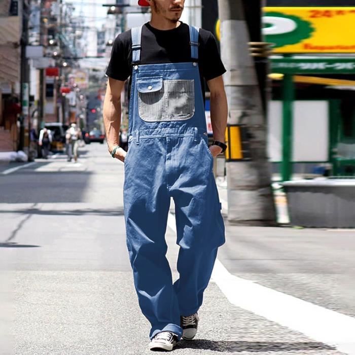 Combinaison cargo r tro pour homme Pantalon de travail avec