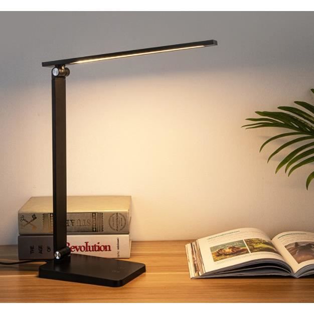 Lampe de Table Attalos - Rechargeable USB-C - Lampe LED Tactile Dimmable  Zwart 