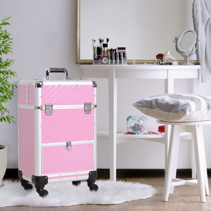 HOMCOM Valise trolley maquillage mallette cosmétique vanity