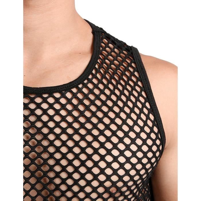 D bardeur Filet Transparent Homme Maillot de Corps R sille Hommes